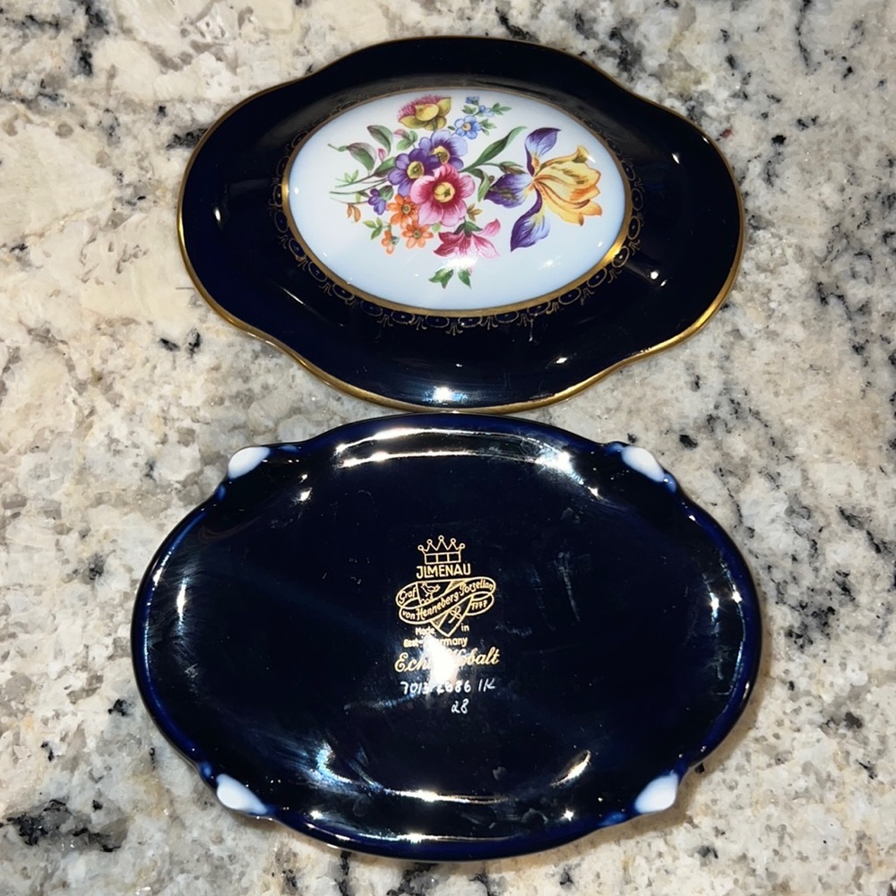Echt Kobalt made in Germany navy blue gold white floral design keepsake china - Picture 7 of 14
